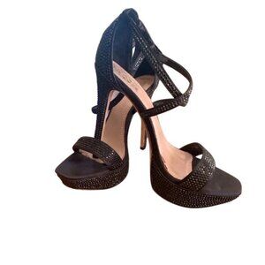 Vince Camuto Women's  Black Rhinestone Heels‎ Platform Ankle Strap Party Shoes 8